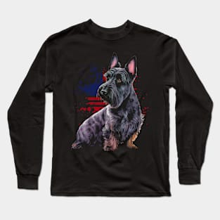 Scottish Charm Stylish Tee Featuring Adorable Scottish Terrier Illustrations Long Sleeve T-Shirt